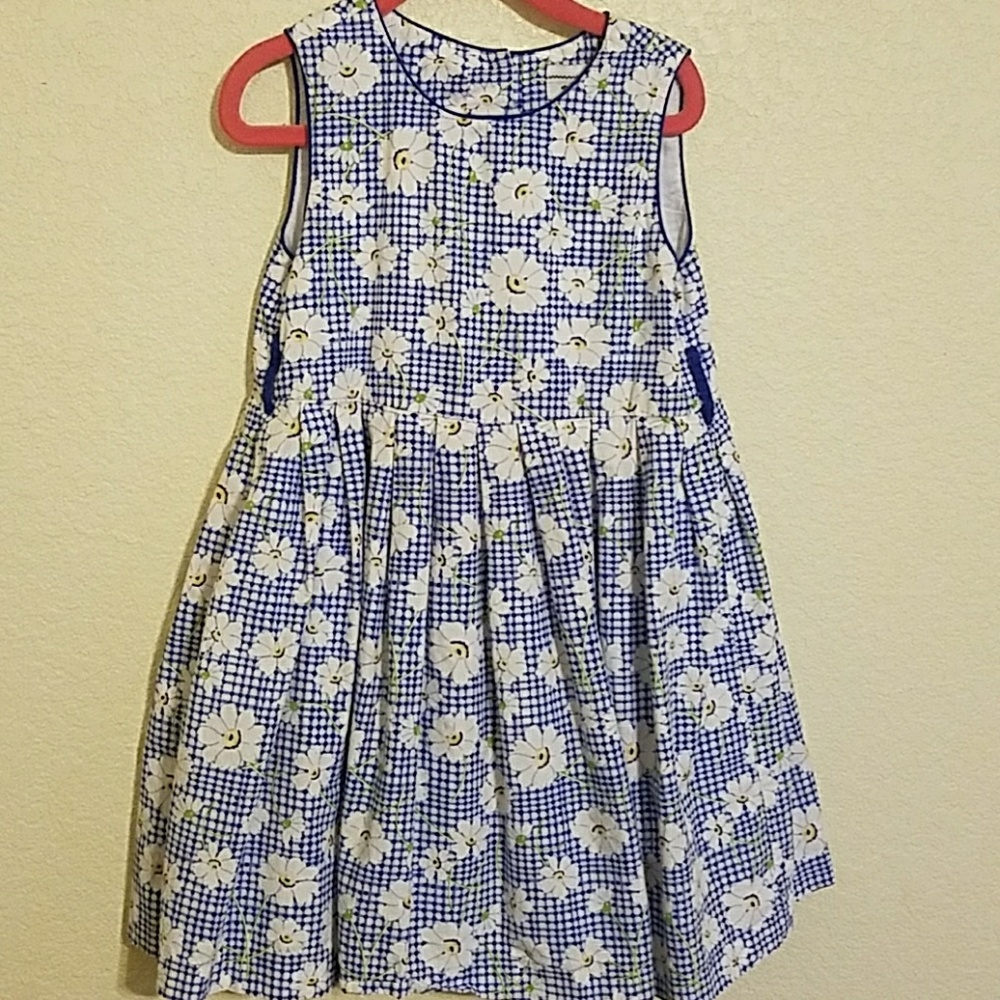 Girls Blue Gingham sleeveless dress